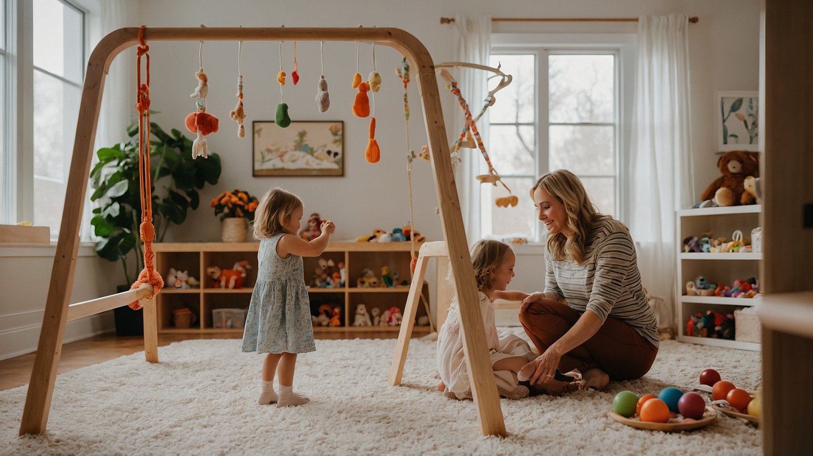 Picture of mother with her child in playroom